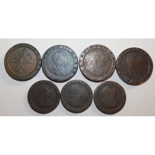116 - Four George III Cartwheel pennies, 1797 and three Cartwheel half pennies, 1797 (7).