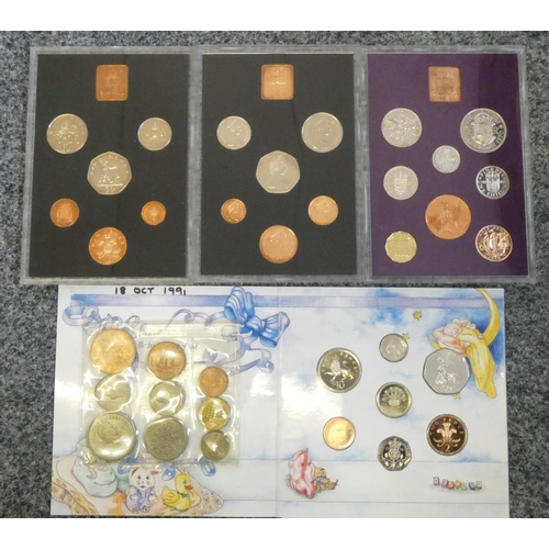 121 - Five Great Britain & Northern Ireland coin sets, 1953 - 1991 (5).