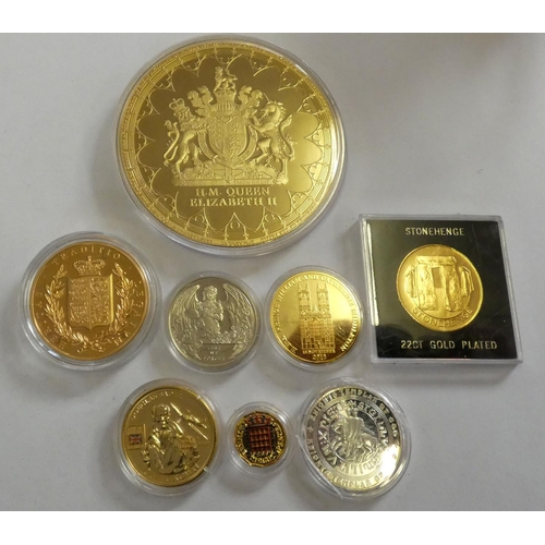 122 - Eleven various gold and silver plated Commemorative coins (11).