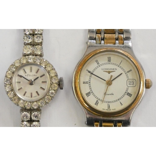137 - Longines, a ladies quartz date wristwatch and a Felca paste set manual wind wristwatch (2).