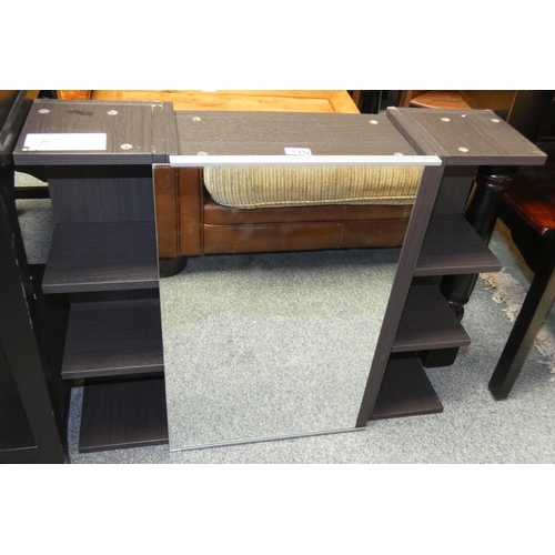 176 - A Bluebone black painted side table, with stained pine top over a single drawer base, a similar smal... 