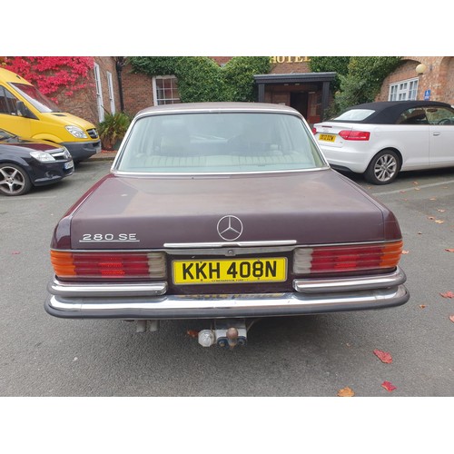 1008 - 1974 Mercedes Benz W116 280 SE Auto, 2746 cc. Registration number KKH 408N. Chassis number 116024220... 