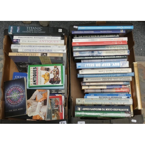 50 - Two boxes of predominantly antique related hardback books (2).