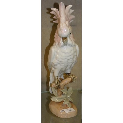 76 - A Royal Dux ceramic model of a parakeet, 40 cm high.