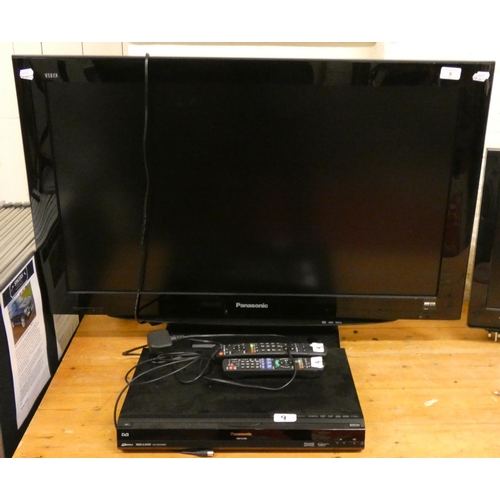 9 - A Panasonic Viera LCD 37 inch television, together with a Panasonic DVD recorder (2).