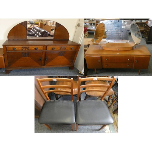 172 - A 1960's mirror back dressing table, together with mirror backed sideboard and 2 chairs (4).