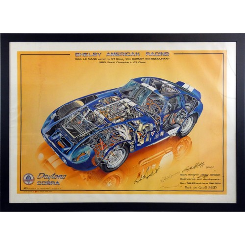 10 - Of Carroll Shelby interest; a signed Shelby American Racing Daytona Cobra Coupe cutaway poster, by J... 