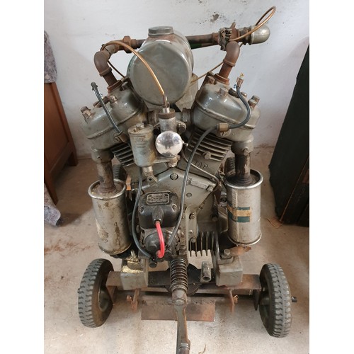 35 - A JAP water cooled stationary V Twin engine, serial number poor M?D/G/ 66224, mounted on a four-whee... 