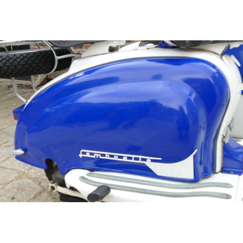 1959 Lambretta Series 2 Li150 with sidecar, 150 cc (see text). Registration  number NVS 645 (non tran