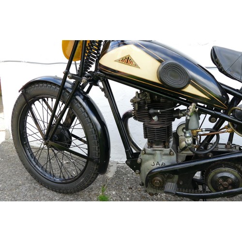 1070 - 1938 Cotton Model 9/special, 350 cc high camshaft. Registration number VSV 737. Frame number 17077. ... 