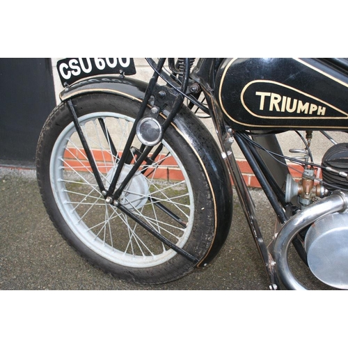 1034 - 1930 Triumph Model X, 174 cc. Registration number CSU 600 (see text). Frame number X4959. Engine num... 