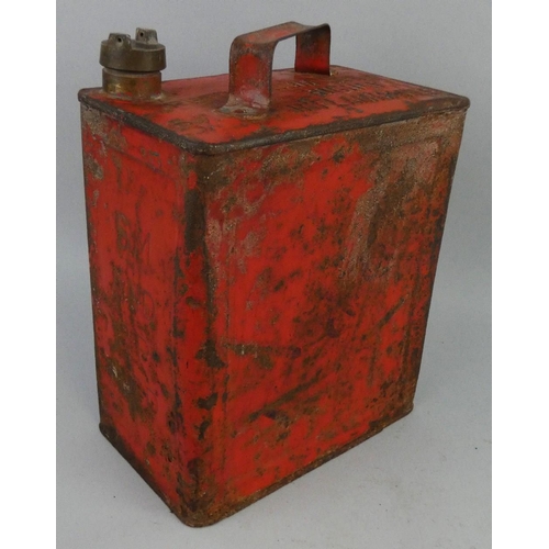 104 - A SM & BP red petrol can with brass cap, together with various spanners including Jaguar and Daimler... 