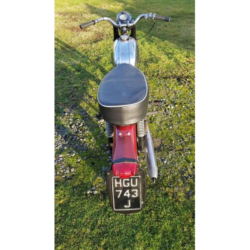 1054 - 1970 BSA Bantam, 175 cc. Registration number HGU 743J. Frame number ND06478 B175. Engine number GD7 ... 