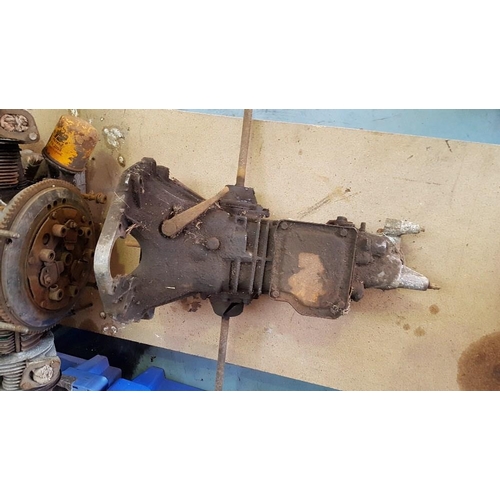 115 - A Citroen 2CV engine, stamped AM 114 98 and two gearboxes, unknown condition (3).