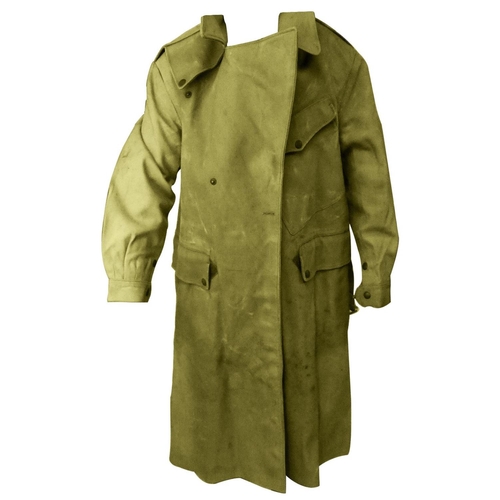 168 - A WWII WD rubberised canvas motorcycle dispatch riders greatcoat, dated 1943, size 4, N, WD, 432.