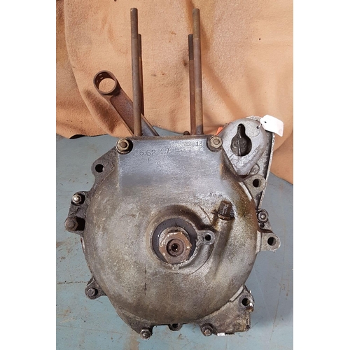 355 - c. 1936 Norton crankcases and flywheel, number 66247 and 82/113, buyers should check how complete th... 