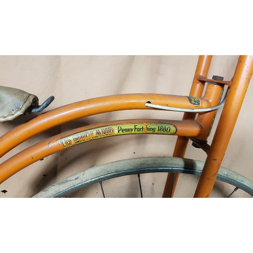 Monaco Old England Penny Farthing Bicycle orange tubular steel