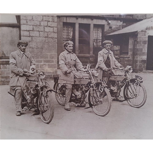 84 - A sepia photograph entitled A.C.U. 1911 six day trials, this image predates the first ISDT which sta... 