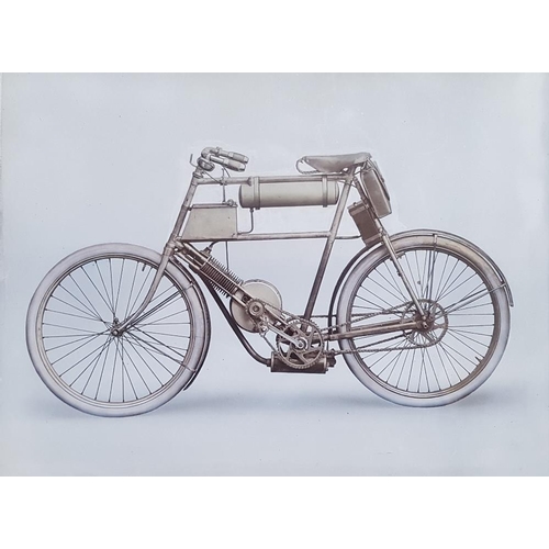 85 - A pen and ink wash of a Pioneer motorcycle, c.1900.