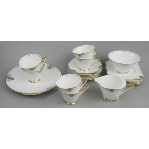 198 - A Royal Doulton Art Deco part tea set in the 'Ducal' pattern, No. H.4369, comprising six trios (teac... 