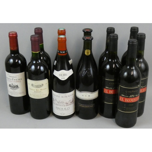 215 - Mixed red case of twelve bottles, El Bombero, 2003 x 5, Thorin, 1999 x 2, Chateau Roc Mignon, 1998 x... 