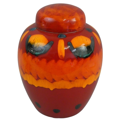A large Poole Pottery lidded ginger jar in the 'Volcano' pattern