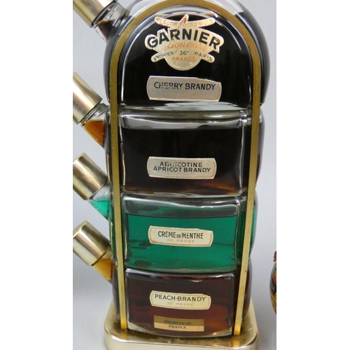 230 - Garnier triple decanter, Cherry brandy, Apricot brandy, Creme de Menthe, Garnier quadruple decanter,... 