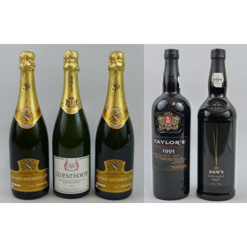 240 - Taylors late bottled vintage port, 1995, Dows Midnight Port, non vintage, Gerard Soutiran Champagne ... 