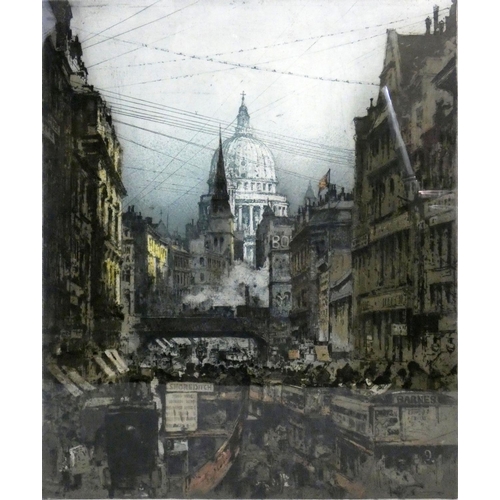 265 - Luigi Kasimir (Austrian 1881-1962) - St Paul's from Fleet Street, limited edition print 66/100, sign... 