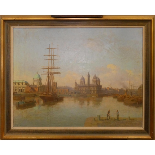 330 - Walter Goodin (1907-1992), Sailing ship in Princes Dock, Hull, signed and dated 1974, oil on board, ... 