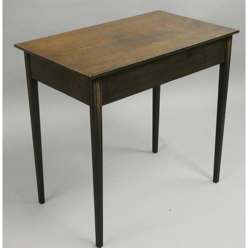 378 - An oak side table, with single frieze drawer to tapering legs, 77 x 46 x 72 cm.