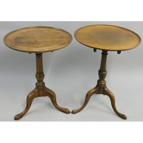 384 - A 19th century mahogany tilt dish top tripod table, with turned column support, diameter 55 cm and a... 