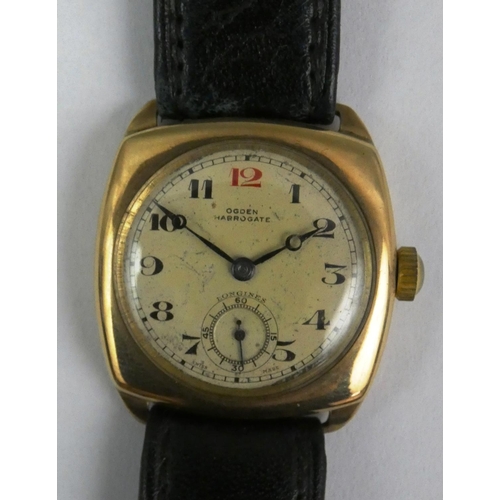 65 - Longines for Ogdens of Harrogate, a gentleman's 9ct rose gold manual wind wristwatch, Birmingham 193... 