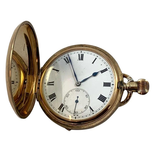 67 - Rotherham & Sons - a presentation 9ct rose gold hunter, keyless wind, pocket watch, by Rotherham & S... 