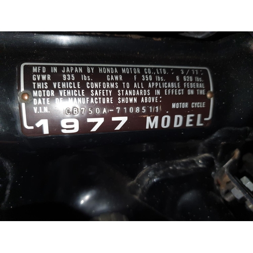 1044 - 1977 Honda CB750A, 736cc. Registration number not registered (see text). Frame number CB750A 7108511... 