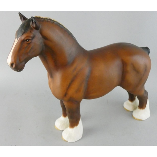 216 - Beswick, a Shire horse, CH Burnham Beauty, model No. 2309, matt brown finish, height 27 cm.