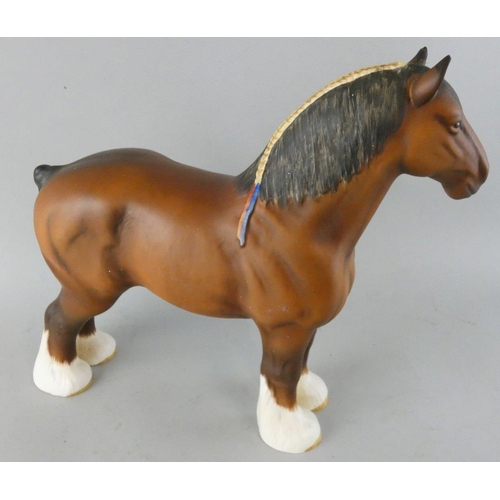 216 - Beswick, a Shire horse, CH Burnham Beauty, model No. 2309, matt brown finish, height 27 cm.