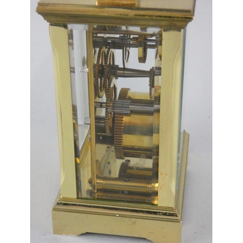 263 - Searle & Co. Ltd, Royal Exchange, London, a five window Anglaise brass carriage time piece, the whit... 