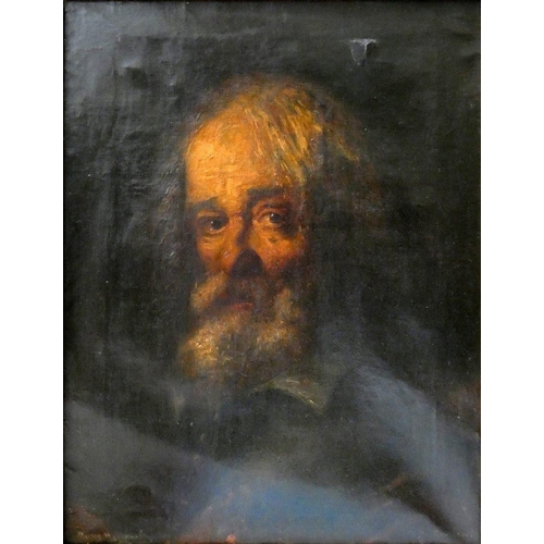 341 - Manner of Rembrandt van Rijn, a bearded man, oil on canvas, bears signature to lower right hand and ... 