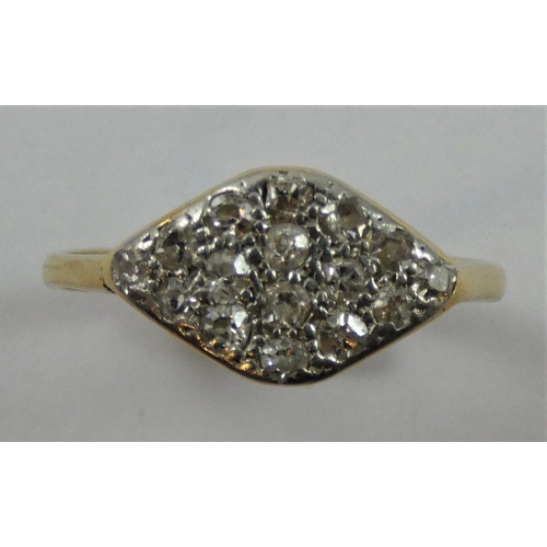 75 - An 18ct gold diamond set panel ring, set with single cut stones, size N.