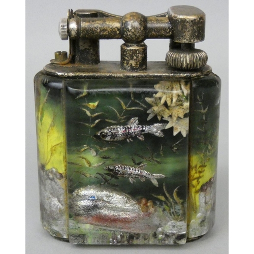 95 - Ben Shillingford for Alfred Dunhill, a service size aquarium lighter, circa 1950s, reverse etched an... 