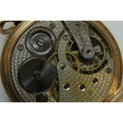 105 - A 9ct rose gold keyless wind open face pocket watch, Birmingham 1920, the white enamel dial with bla... 