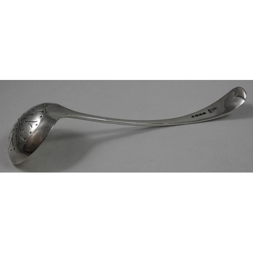 11 - A Victorian silver sugar Old English pattern sifter spoon, Sheffield 1889, initialled.