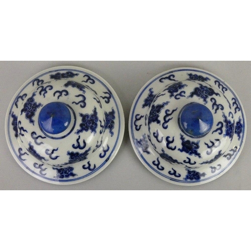 162 - A pair of Kangxi style Chinese blue and white jars with covers, 20th century, each of baluster form,... 