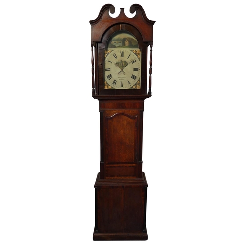 246 - John Simpson, Wigton, a Victorian oak and mahogany 30 hour painted dial longcase clock, the 14