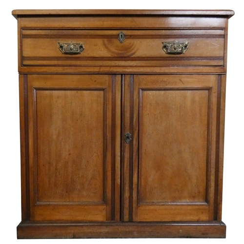 278 - A Victorian mahogany chiffonier, the blue leather insert over a frieze drawer, two cupboard doors be... 