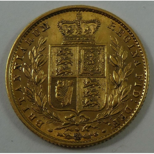 76 - Victoria sovereign, bun head, shield back, 1866.