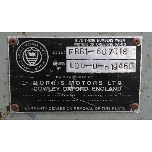 1008 - 1958 Morris Minor, 1098 cc. Registration number 962 FPE (see text). Chassis number FBB1-607018. Engi... 