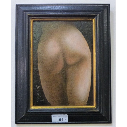 101 - David J. Andrews, (contemporary) a lady's posterior, oil on board, signed 20x14cm