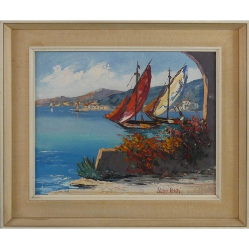 103 - Aldo Conti (Italian 1890 - 1988), coastal scene, oil on canvas, signed lower right-hand corner, 39 x... 